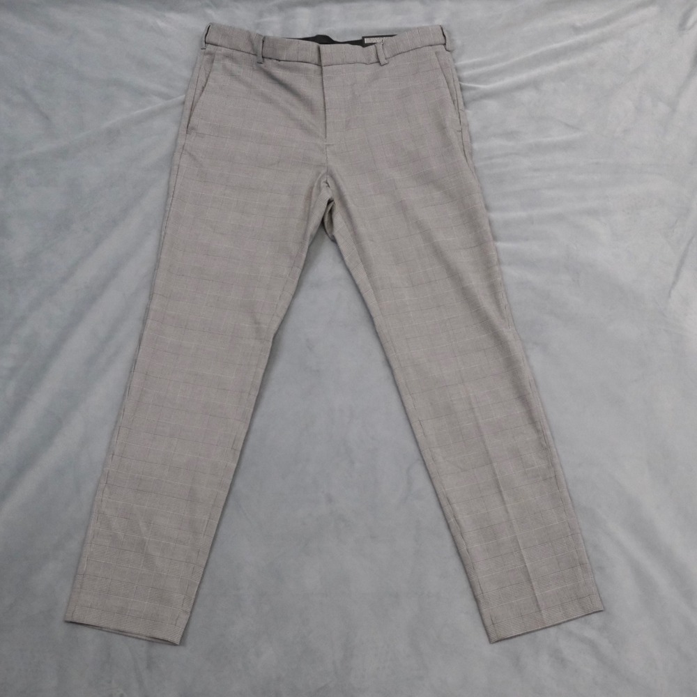 NWT H&M Dress Pants Men's Grey Glen Check Skinny Fit 33 Trousers Professional